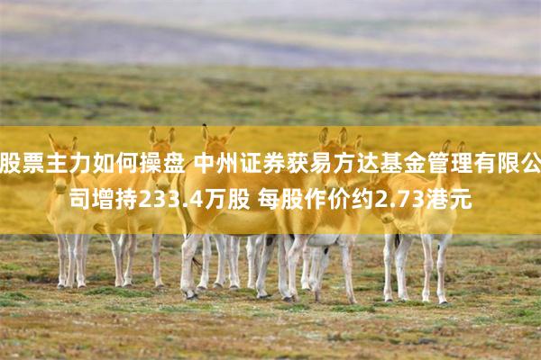 股票主力如何操盘 中州证券获易方达基金管理有限公司增持233.4万股 每股作价约2.73港元