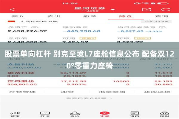 股票单向杠杆 别克至境L7座舱信息公布 配备双120°零重力座椅