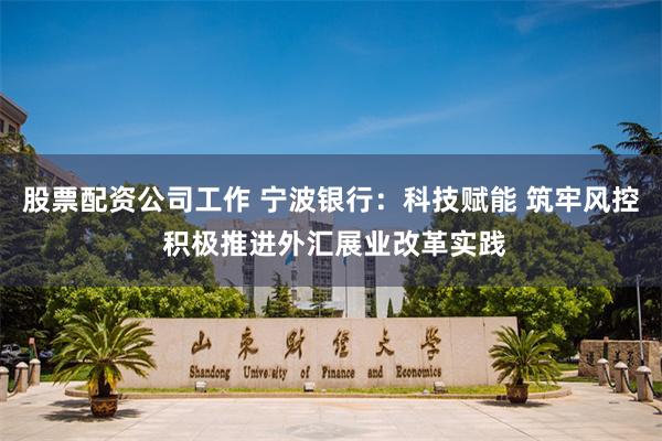 股票配资公司工作 宁波银行：科技赋能 筑牢风控 积极推进外汇展业改革实践