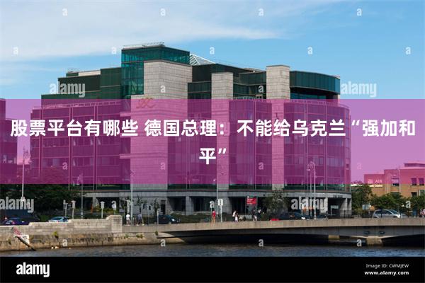 股票平台有哪些 德国总理：不能给乌克兰“强加和平”