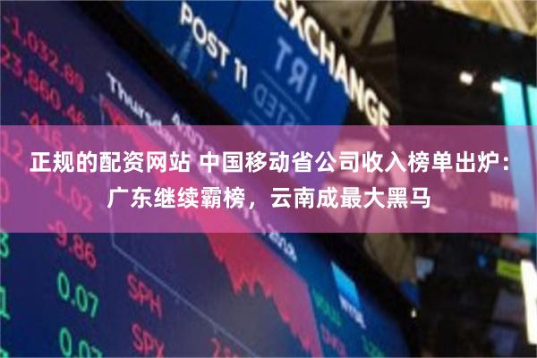 正规的配资网站 中国移动省公司收入榜单出炉：广东继续霸榜，云南成最大黑马