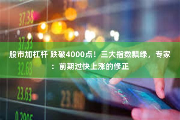 股市加杠杆 跌破4000点！三大指数飘绿，专家：前期过快上涨的修正
