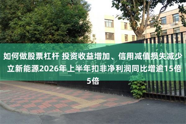 如何做股票杠杆 投资收益增加、信用减值损失减少 立新能源2026年上半年扣非净利润同比增逾15倍