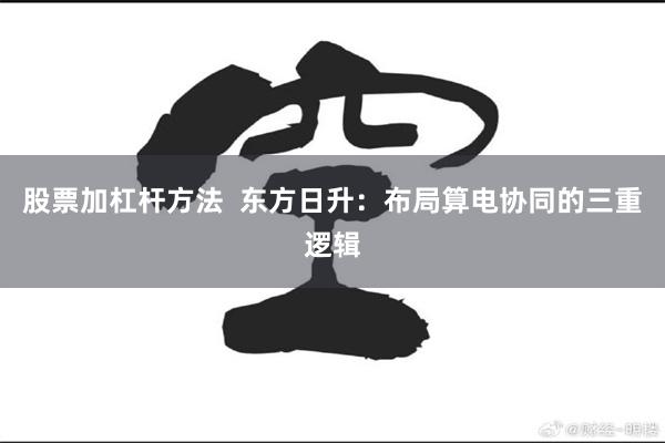 股票加杠杆方法  东方日升：布局算电协同的三重逻辑